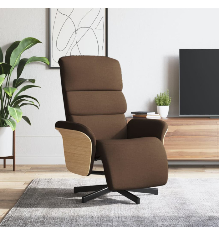 Fauteuil inclinable avec repose-pieds marron tissu | Mobilier & Déco