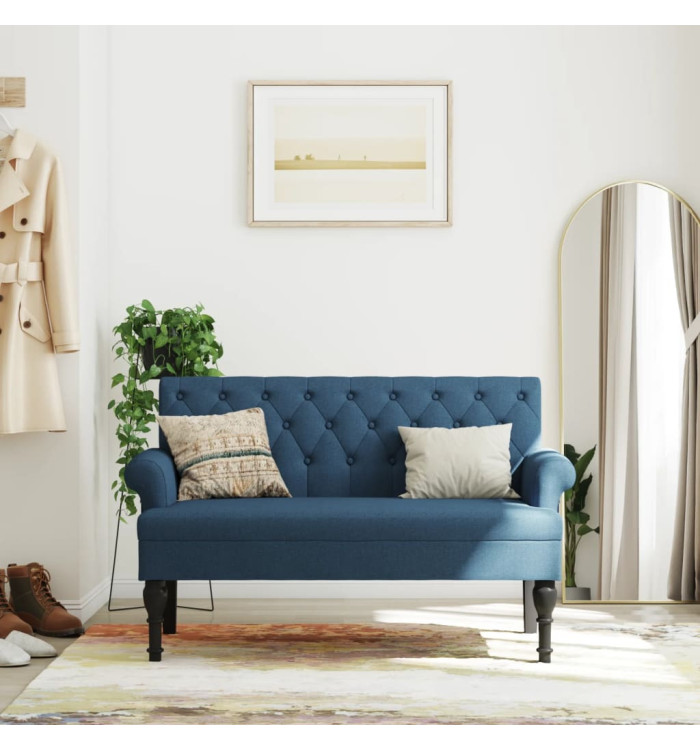 Banc avec dossier bleu 120x62x75,5 cm tissu | Mobilier & Déco