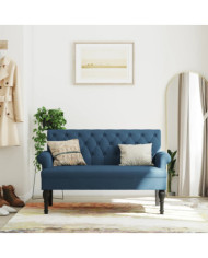 Banc avec dossier bleu 120x62x75,5 cm tissu | Mobilier & Déco
