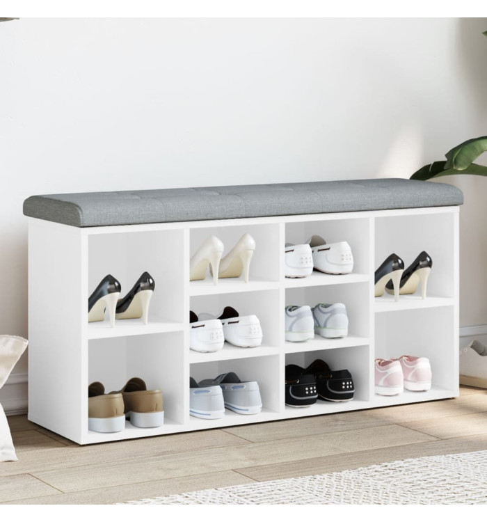 Banc à chaussures blanc 102x32x50 cm bois d'ingénierie | Mobilier & Déco