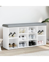 Banc à chaussures blanc 102x32x50 cm bois d'ingénierie | Mobilier & Déco