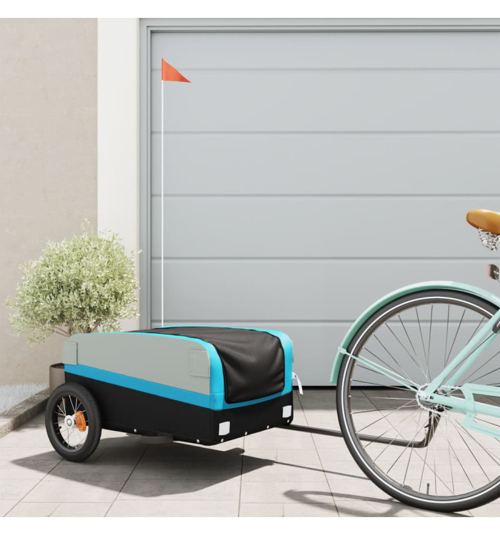 Remorque de vélo noir et bleu 30 kg fer | Mobilier & Déco