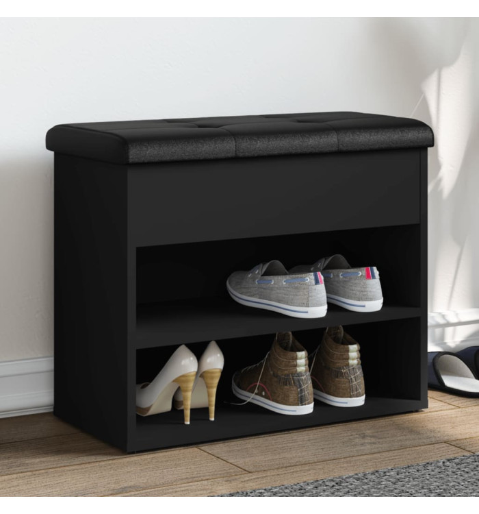 Banc à chaussures noir 62x32x50 cm bois d'ingénierie | Mobilier & Déco