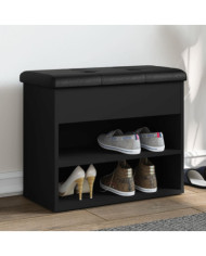 Banc à chaussures noir 62x32x50 cm bois d'ingénierie | Mobilier & Déco