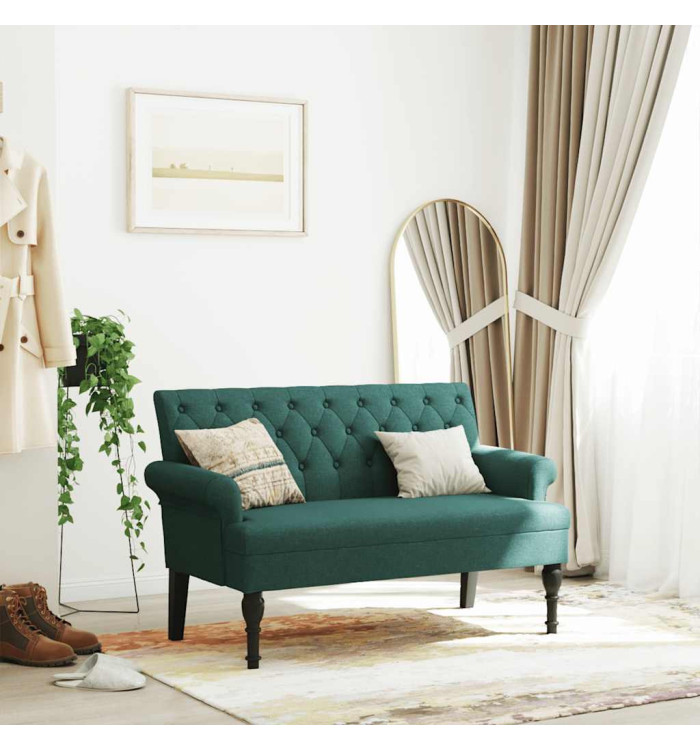 Banc avec dossier vert foncé 120x62x75,5 cm tissu | Mobilier & Déco