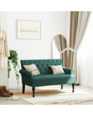 Banc avec dossier vert foncé 120x62x75,5 cm tissu | Mobilier & Déco