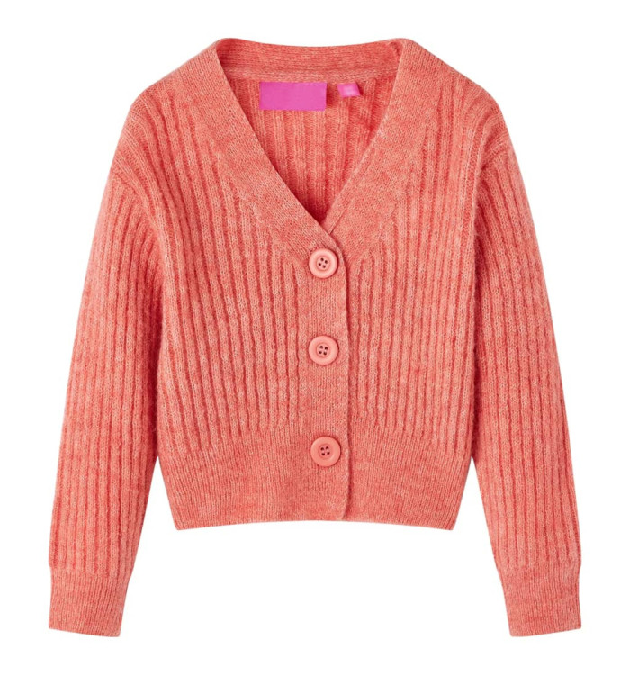 Cardigan tricoté pour enfants rose moyen 128 | Mobilier & Déco