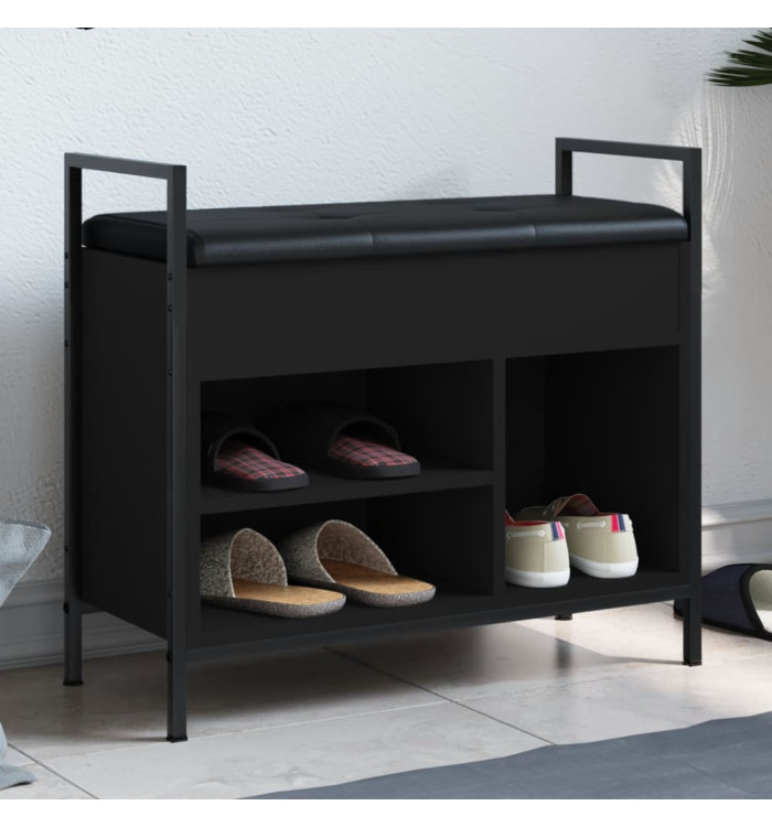 Banc à chaussures noir 65,5x32x57,5 cm bois d'ingénierie | Mobilier & Déco