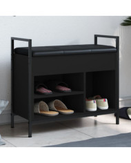 Banc à chaussures noir 65,5x32x57,5 cm bois d'ingénierie | Mobilier & Déco