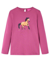 T-shirt enfants à manches longues framboise 104 | Mobilier & Déco