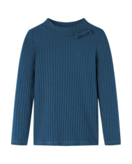 T-shirt enfants à manches longues tricot côtelé bleu marine 140 | Mobilier & Déco