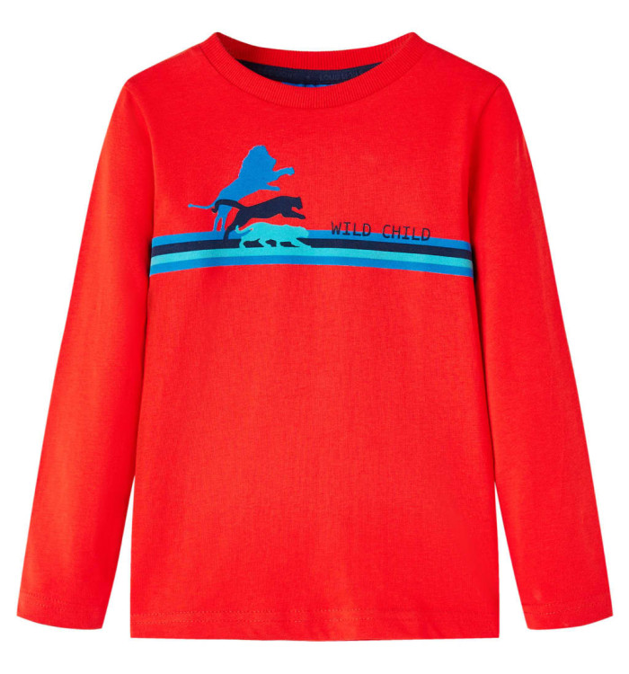 T-shirt enfants à manches longues rouge 128 | Mobilier & Déco