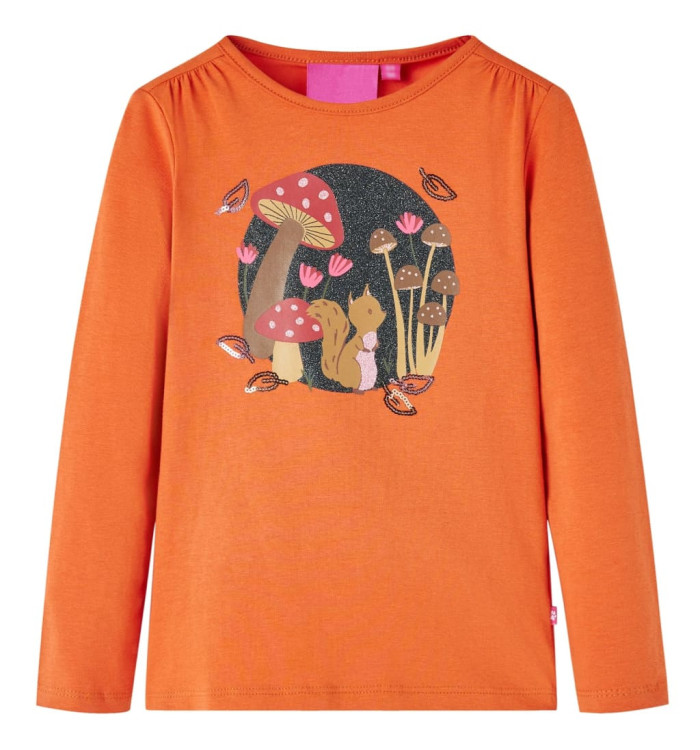 T-shirt enfants à manches longues orange brûlé 128 | Mobilier & Déco