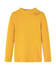 T-shirt enfants à manches longues tricot côtelé ocre foncé 128 | Mobilier & Déco