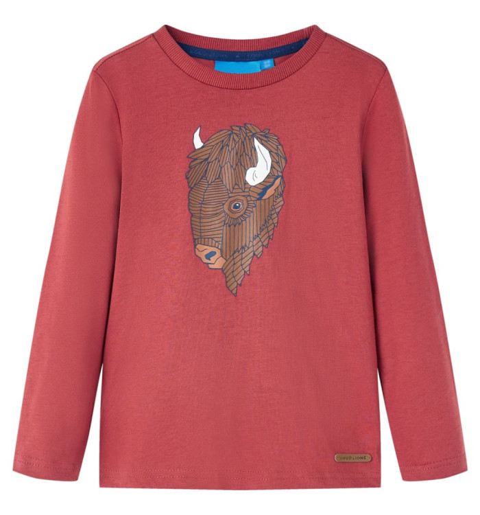 T-shirt enfants à manches longues rouge brûlé 104 | Mobilier & Déco