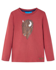 T-shirt enfants à manches longues rouge brûlé 104 | Mobilier & Déco