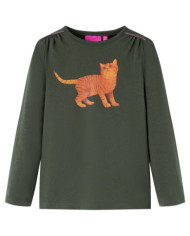 T-shirt enfants à manches longues kaki 128 | Mobilier & Déco