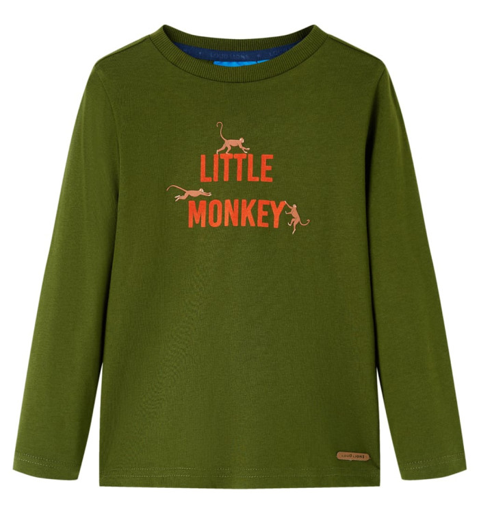 T-shirt enfants à manches longues kaki foncé 104 | Mobilier & Déco