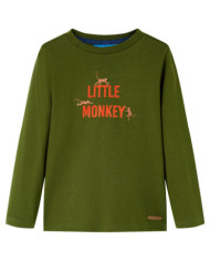 T-shirt enfants à manches longues kaki foncé 104 | Mobilier & Déco