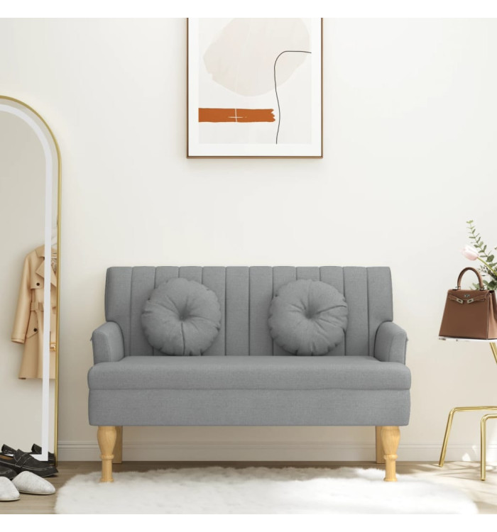 Banc avec coussins gris clair 113x64,5x75,5 cm tissu | Mobilier & Déco