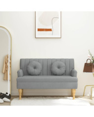 Banc avec coussins gris clair 113x64,5x75,5 cm tissu | Mobilier & Déco