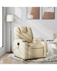 Fauteuil de massage inclinable Crème Tissu | Mobilier & Déco