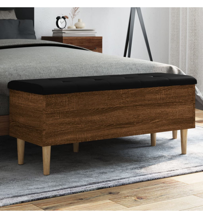 Banc de rangement chêne marron 102x42x46 cm bois d'ingénierie | Mobilier & Déco