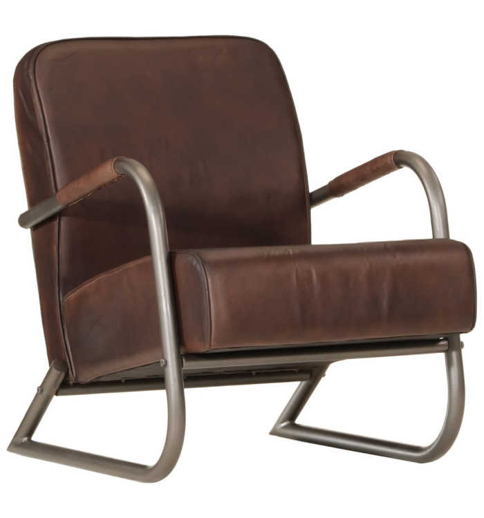 Fauteuil marron cuir véritable | Mobilier & Déco