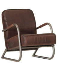 Fauteuil marron cuir véritable | Mobilier & Déco