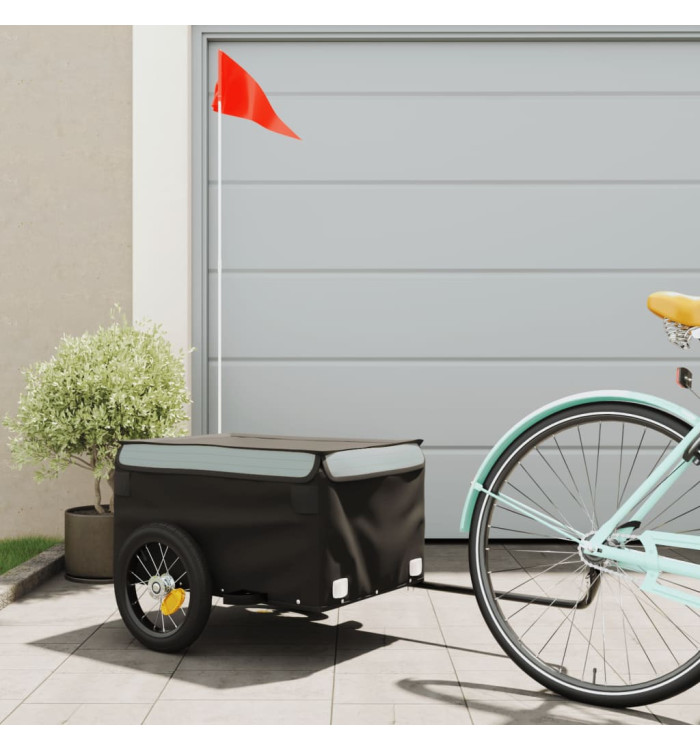 Remorque de vélo noir et gris 30 kg fer | Mobilier & Déco
