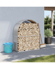 Porte-bûches gris clair 120x45x140 cm acier galvanisé | Mobilier & Déco