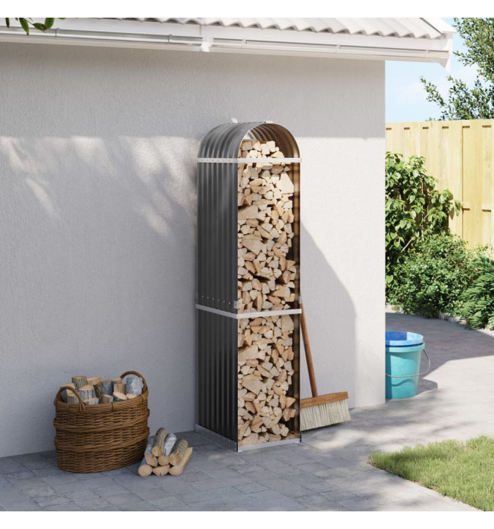 Porte-bûches anthracite 40x45x170 cm acier galvanisé | Mobilier & Déco