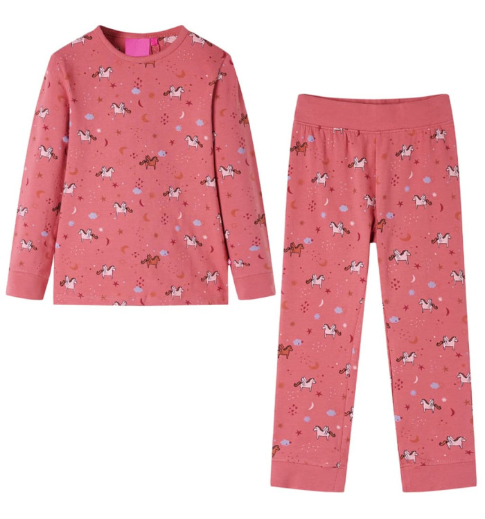 Pyjamas enfants manches longues rose ancien 128 | Mobilier & Déco