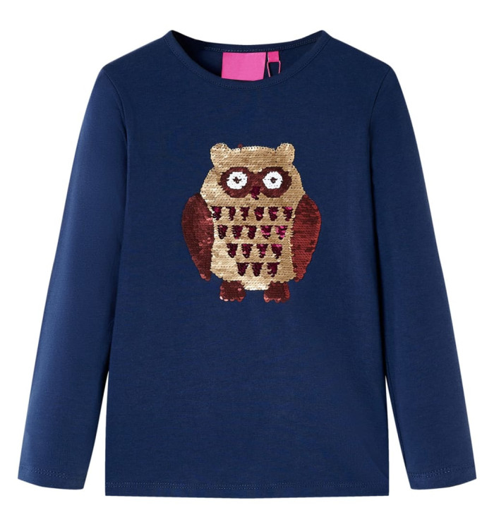 T-shirt enfants à manches longues bleu marine 104 | Mobilier & Déco