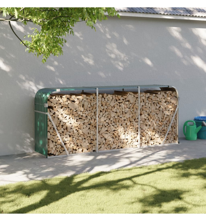 Porte-bûches vert 234x45x100 cm acier galvanisé | Mobilier & Déco