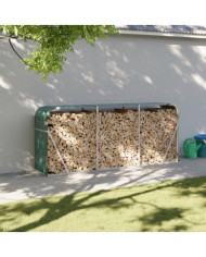 Porte-bûches vert 234x45x100 cm acier galvanisé | Mobilier & Déco