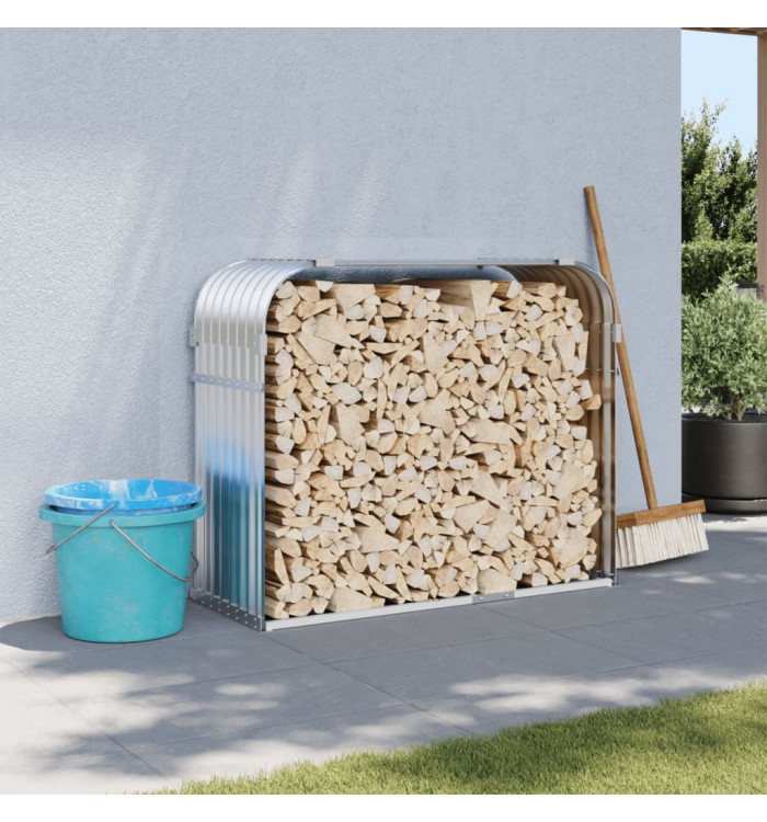 Porte-bûches argenté 120x45x100 cm acier galvanisé | Mobilier & Déco