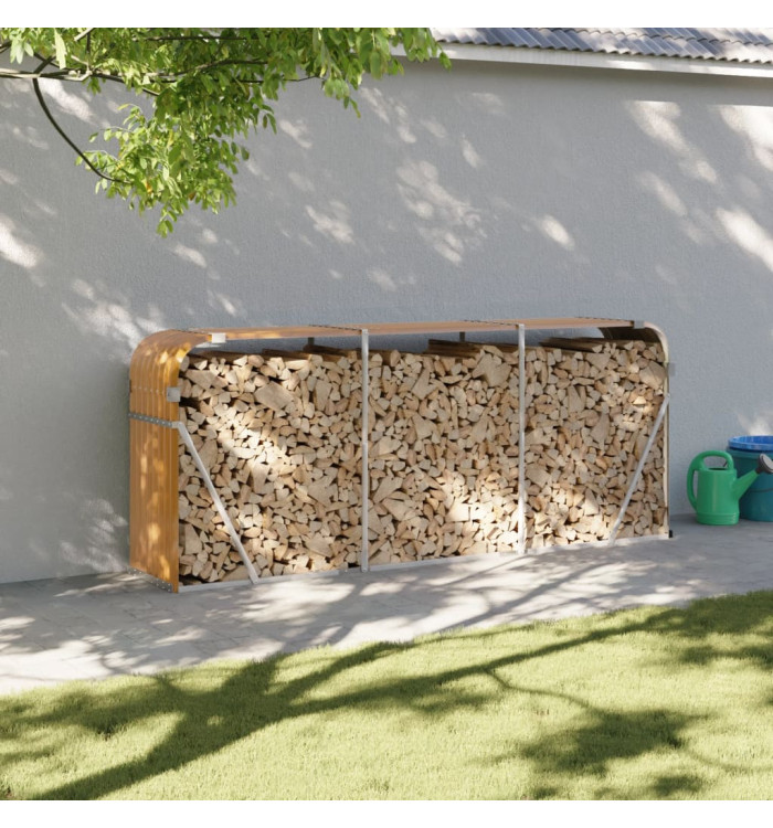 Porte-bûches marron clair 234x45x100 cm acier galvanisé | Mobilier & Déco