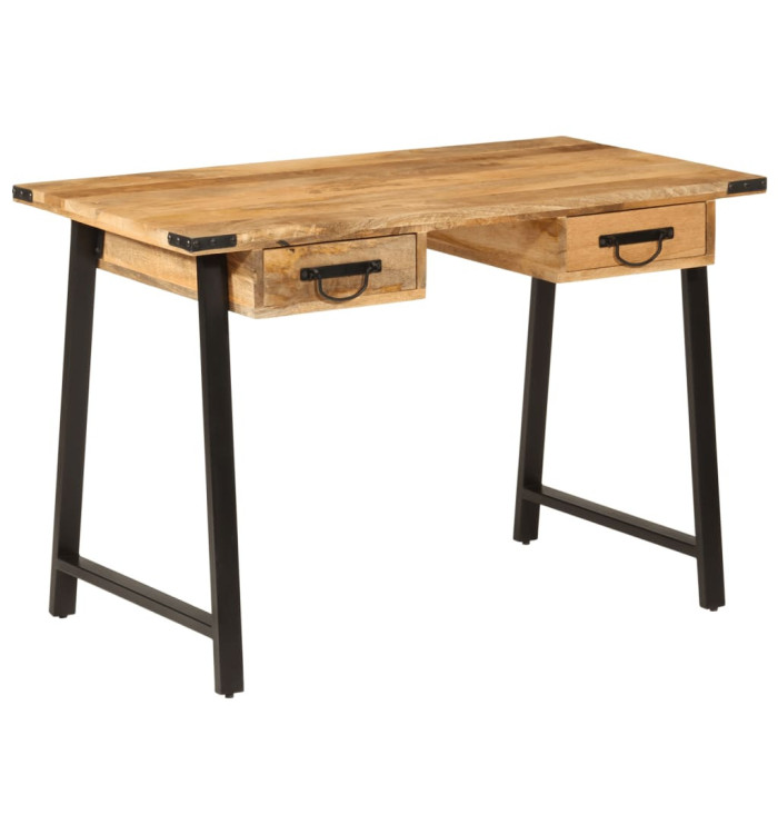 Bureau avec tiroirs 105x55x70 cm bois de manguier massif et fer | Mobilier & Déco