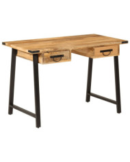 Bureau avec tiroirs 105x55x70 cm bois de manguier massif et fer | Mobilier & Déco