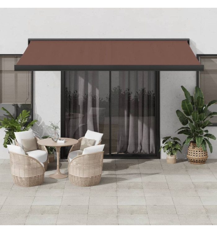 Auvent manuel rétractable marron 450x300 cm | Mobilier & Déco