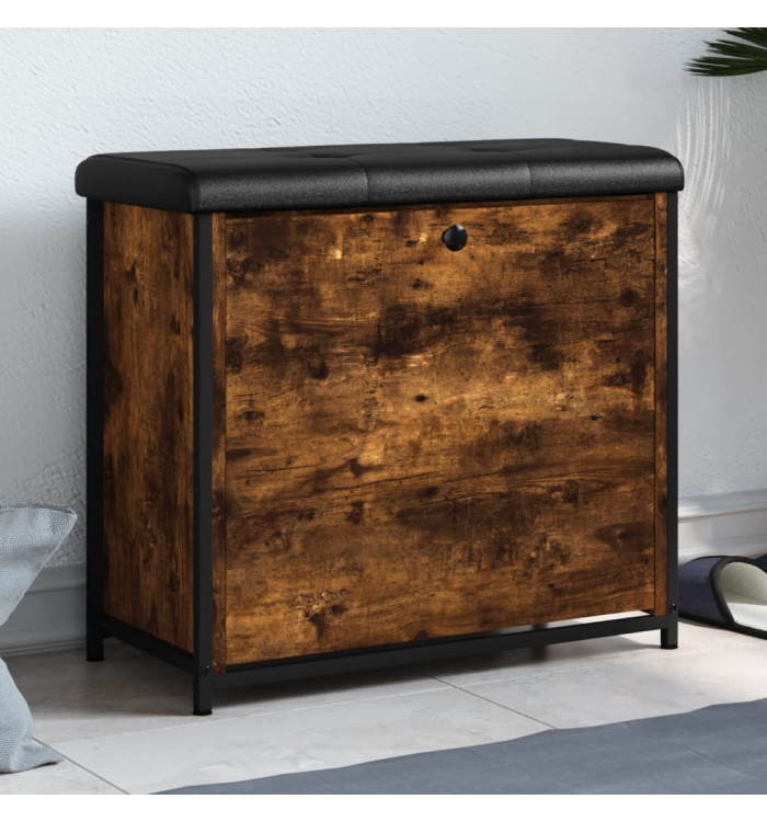 Banc à chaussures avec tiroir rabattable chêne fumé 62x32x56 cm | Mobilier & Déco