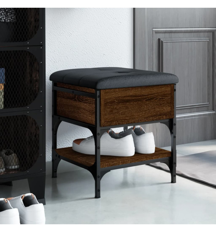 Banc à chaussures chêne marron 42x42x45 cm bois d'ingénierie | Mobilier & Déco