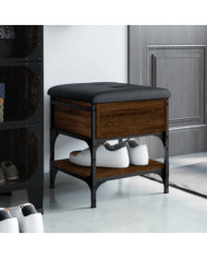Banc à chaussures chêne marron 42x42x45 cm bois d'ingénierie | Mobilier & Déco