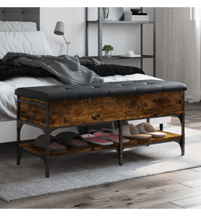 Banc à chaussures chêne fumé 102x42x45 cm bois d'ingénierie | Mobilier & Déco