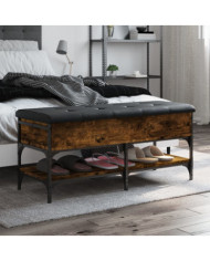 Banc à chaussures chêne fumé 102x42x45 cm bois d'ingénierie | Mobilier & Déco