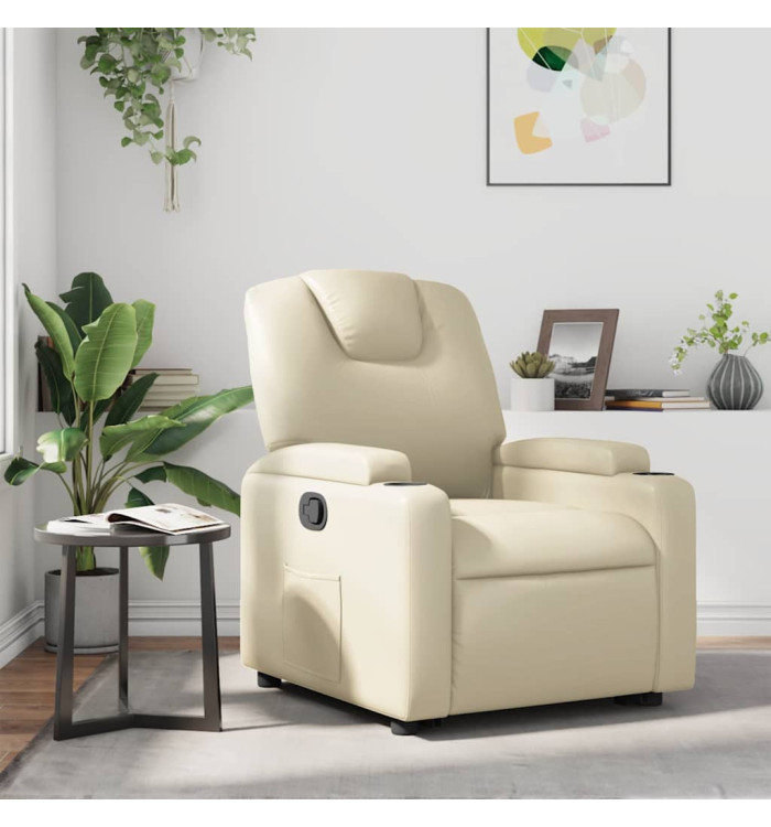 Fauteuil inclinable Crème Similicuir | Mobilier & Déco