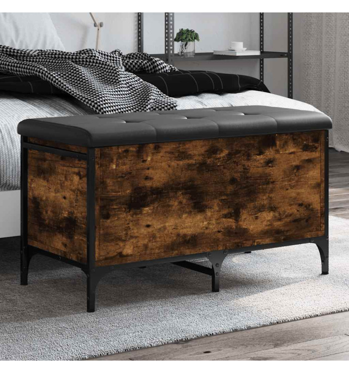 Banc de rangement chêne fumé 82x42x45 cm Bois d'ingénierie | Mobilier & Déco