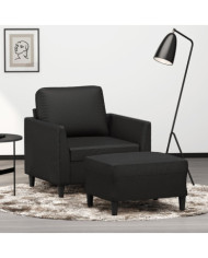 Fauteuil avec repose-pied Noir 60 cm Similicuir | Mobilier & Déco