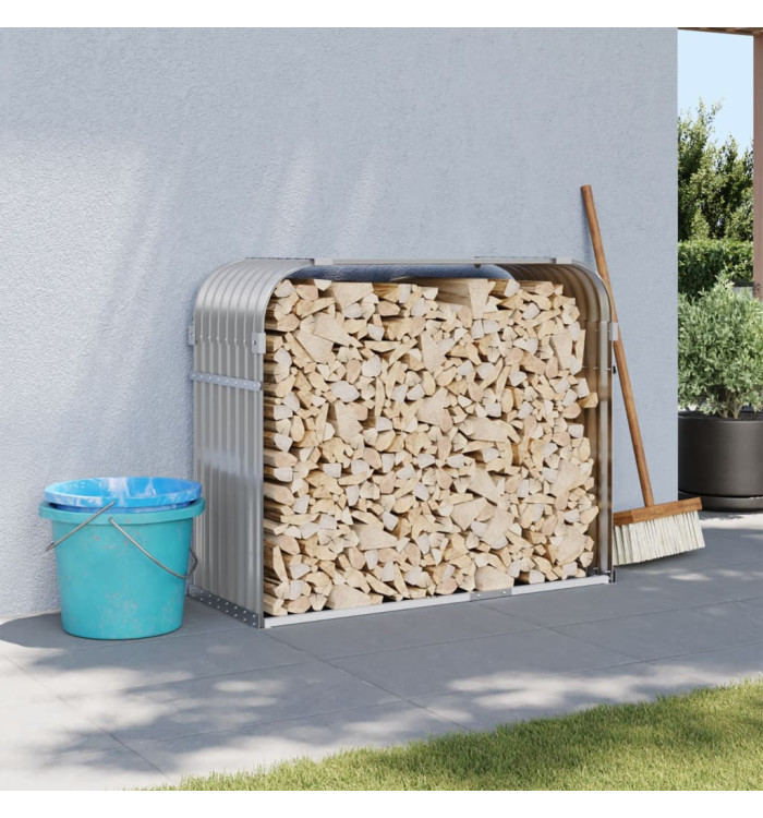 Porte-bûches gris clair 120x45x100 cm acier galvanisé | Mobilier & Déco